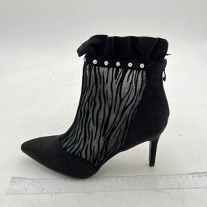 Women's Mesh Heel Boots Stiletto Heels Ruffle Ankle Boots
